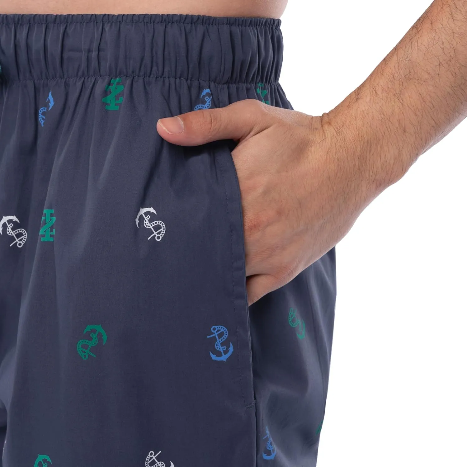 IZOD mens Printed Poplin Relaxed Fit Drawstring Sleep Shorts