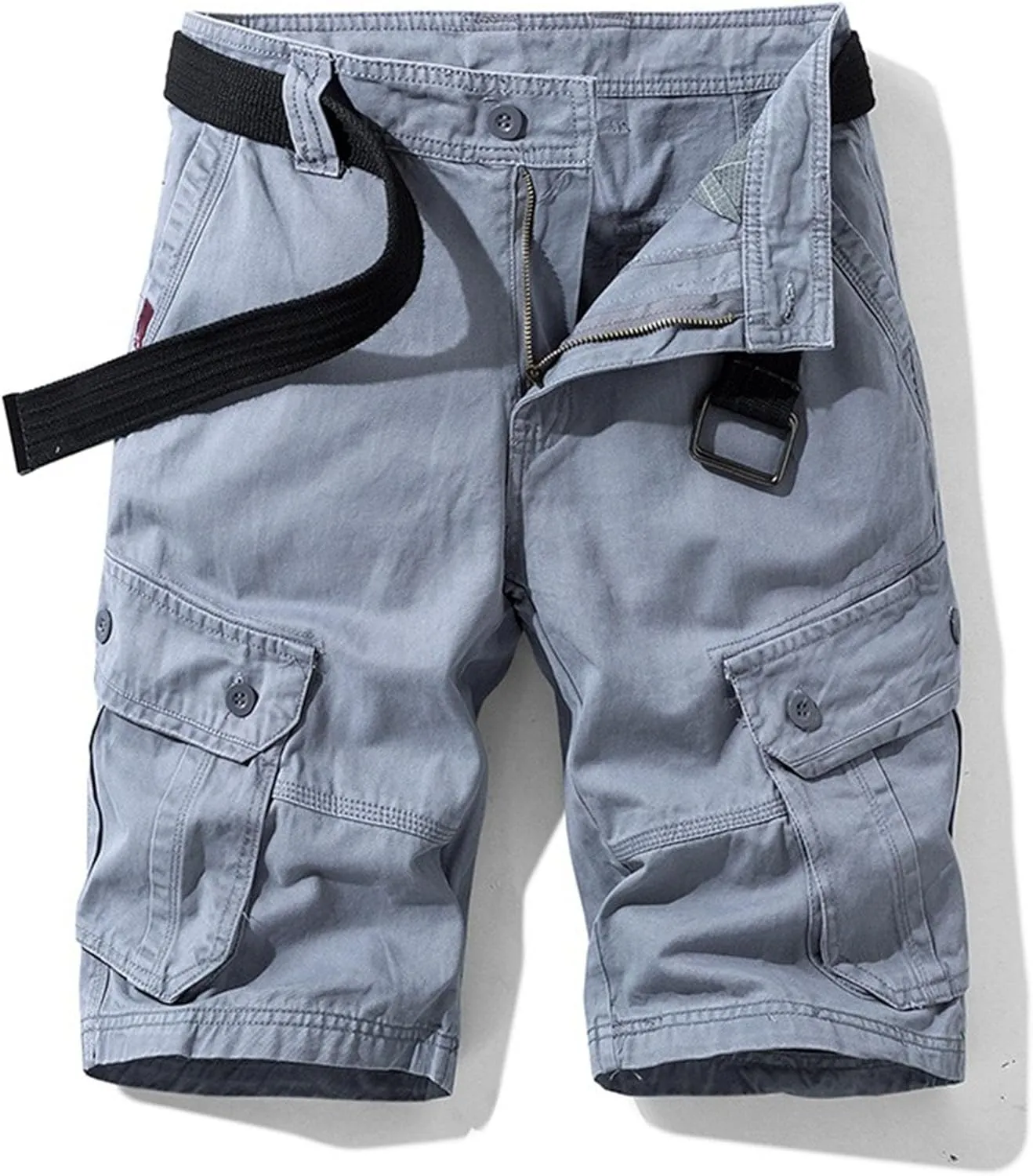 JEKE-DG Men's Relaxed Fit Cotton Cargo Shorts Casual Fashion Streetwear Shorts Solid Multi Pocket Work Shorts