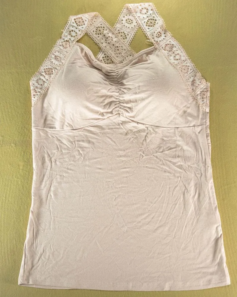 Ladies Camisole Padded With Lace - Color Skin - 3051