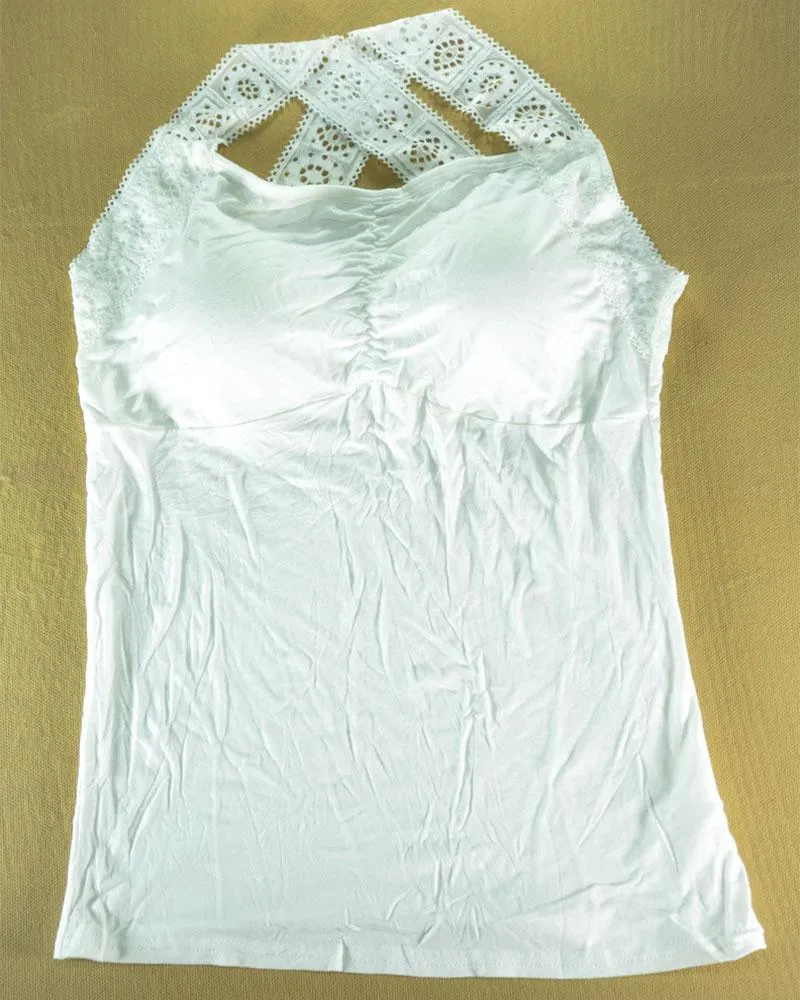 Ladies Camisole Padded With Lace - Color White - 3051