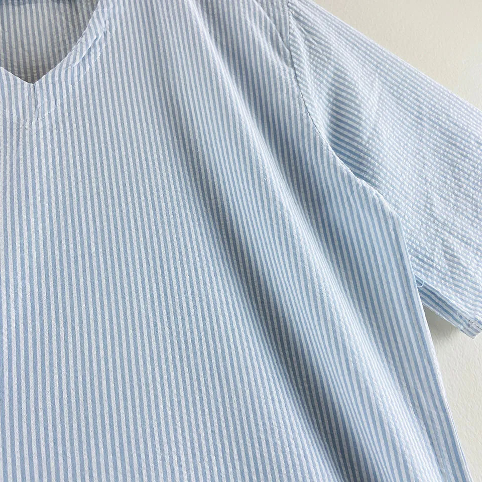 Ladies Nightwear Blue striped Pajama Set