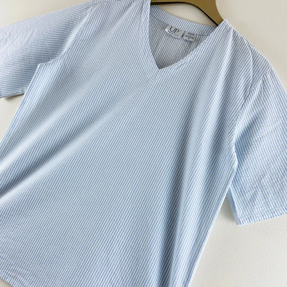 Ladies Nightwear Blue striped Pajama Set