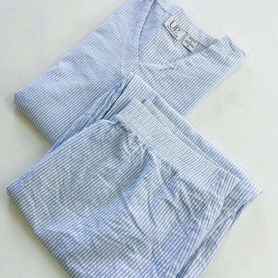 Ladies Nightwear Blue striped Pajama Set