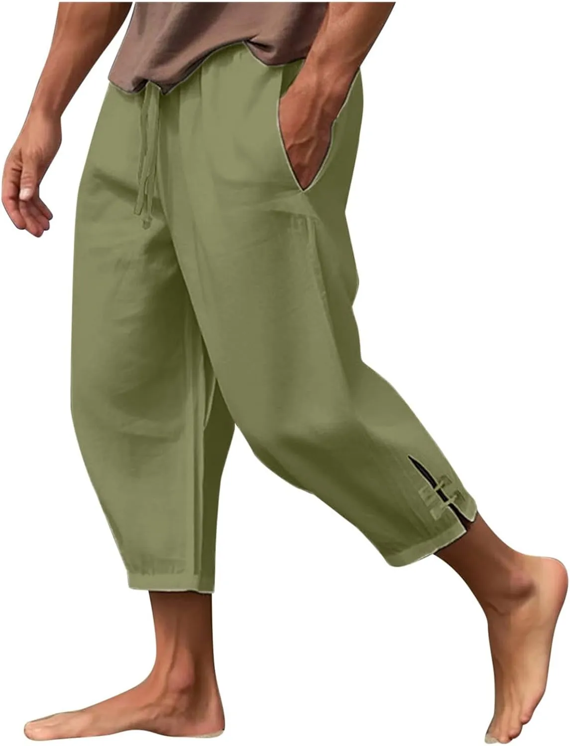 Linen Pants Men Lightweight Beach Pants Comfortable Loose and Light Trousers Workout Gym Running Pants Hip Hop Y2K