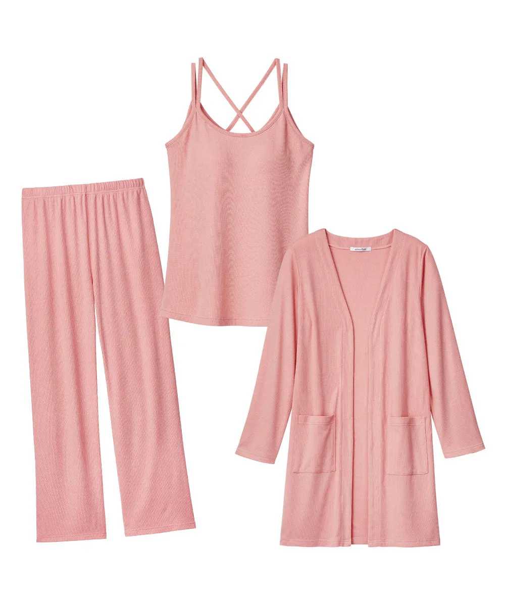 Long Sleeve 3-piece Loungewear Set with Cups