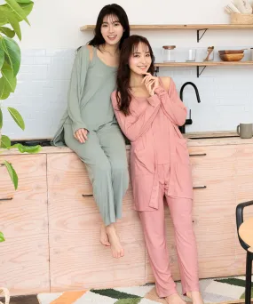 Long Sleeve 3-piece Loungewear Set with Cups