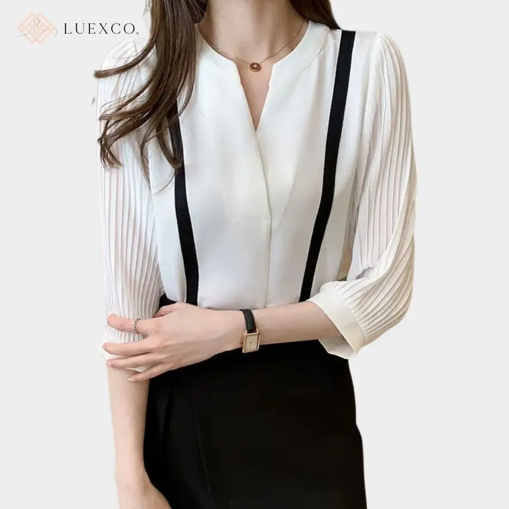 Luexco Mid-Sleeve Blouse Prim Chic Chiffon Top