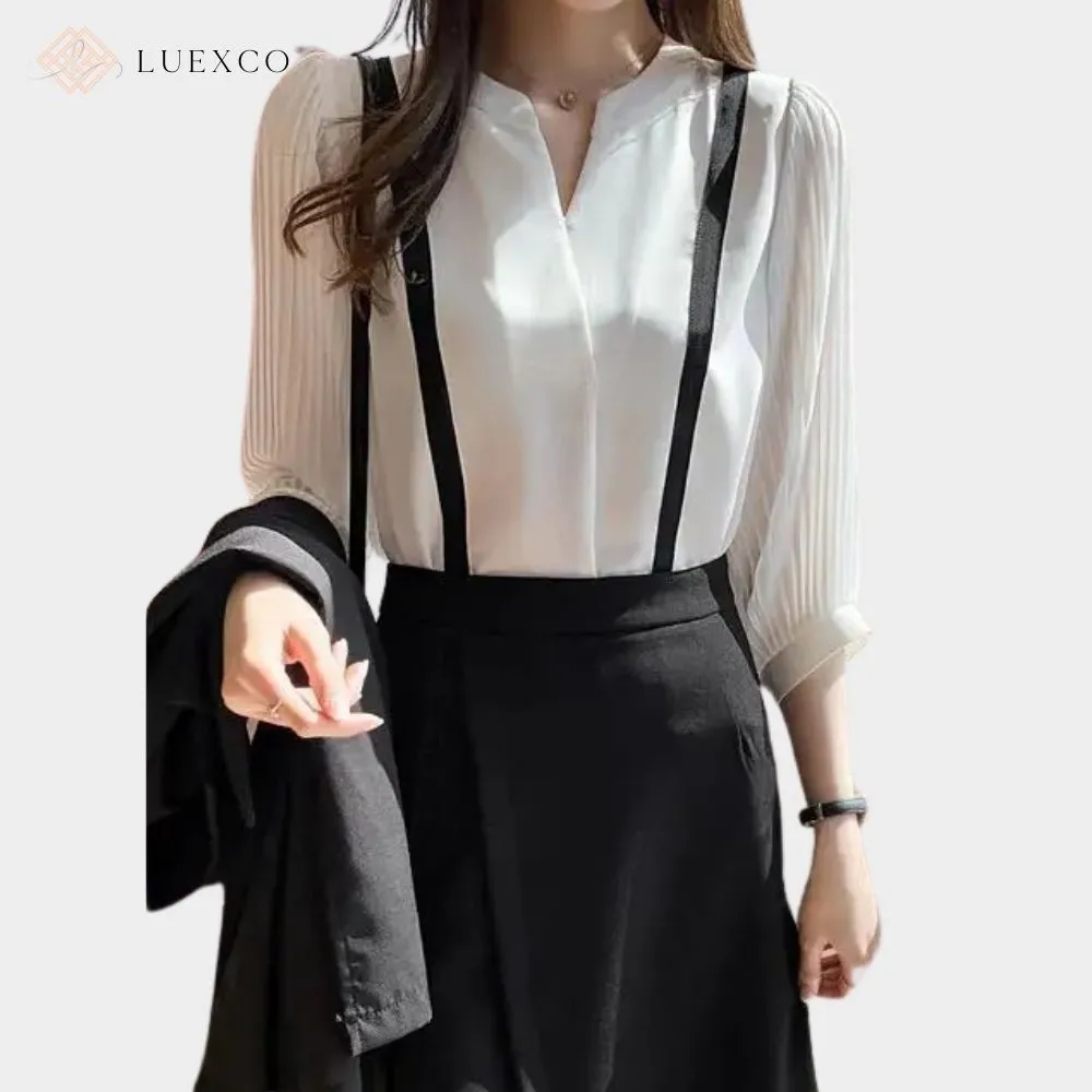 Luexco Mid-Sleeve Blouse Prim Chic Chiffon Top