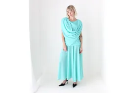 Maximalist 80s Dramatic Draped Cocktail Party Dress