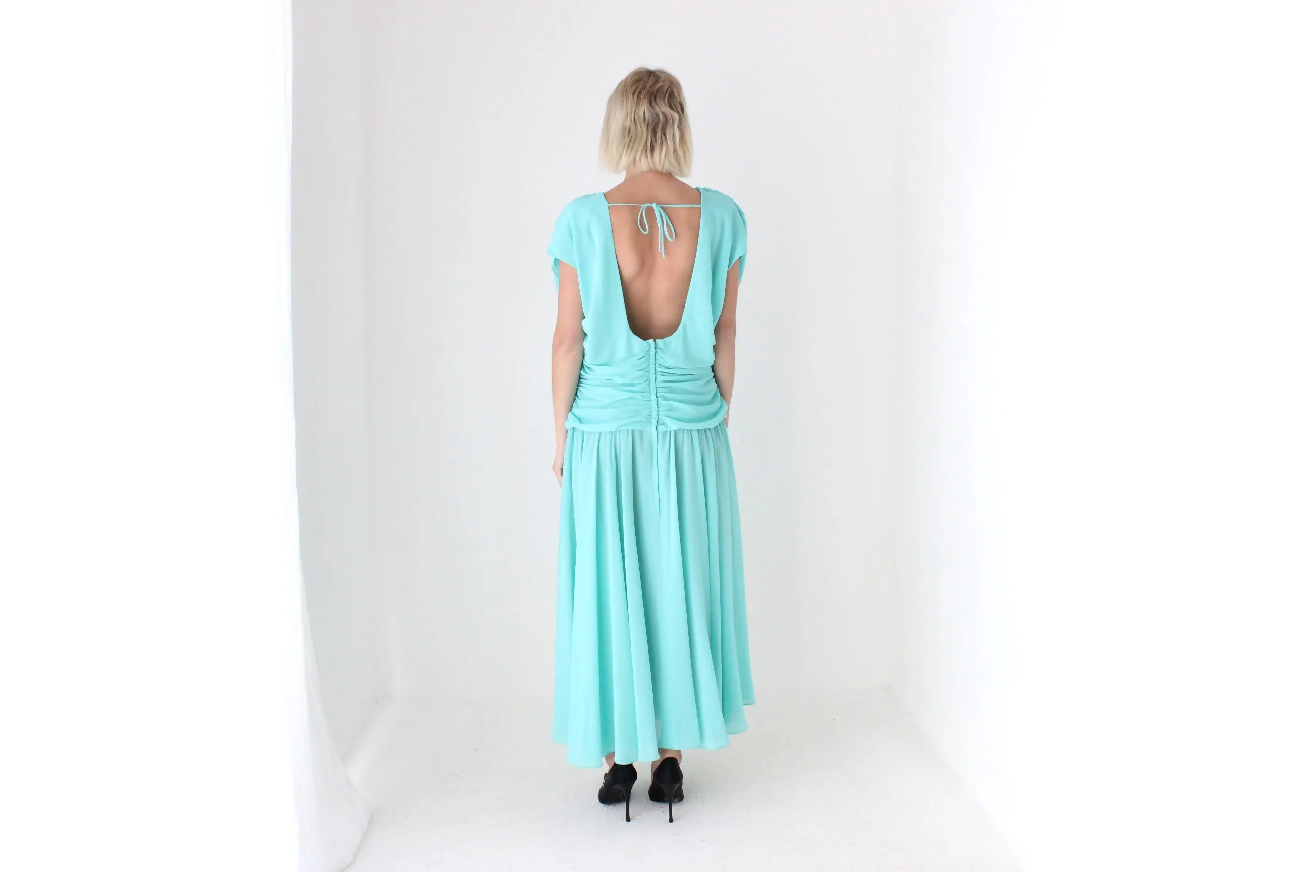 Maximalist 80s Dramatic Draped Cocktail Party Dress