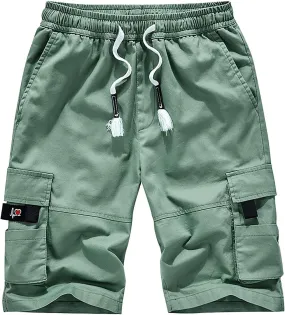 Men's Cargo Shorts Elastic Waistband Drawstring Summer Casual Shorts Relaxed Fit Work Shorts