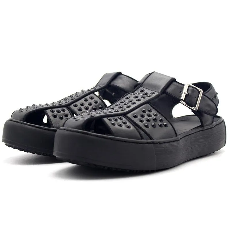 Men's Casual Beach Sandals With Rivets | Plus Size