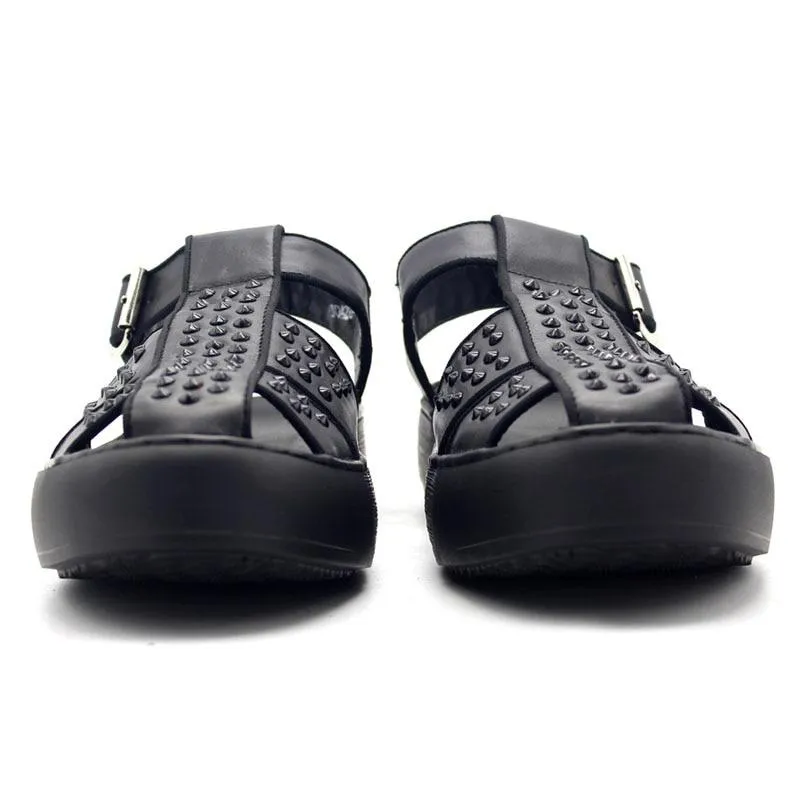 Men's Casual Beach Sandals With Rivets | Plus Size