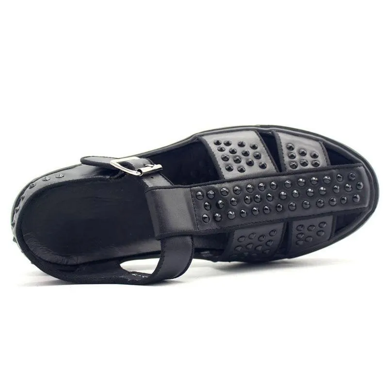 Men's Casual Beach Sandals With Rivets | Plus Size