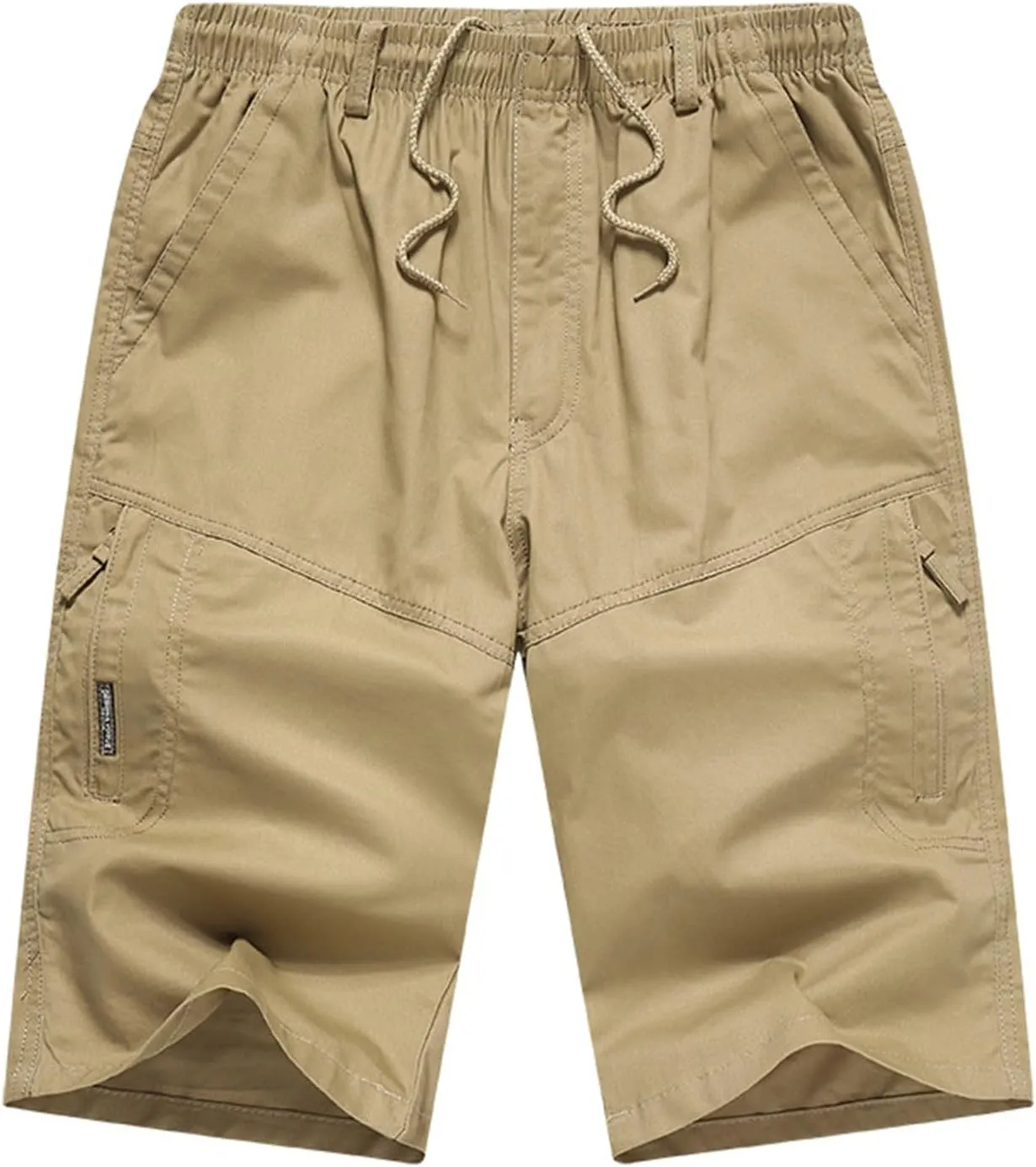 Men's Elastic Waist Drawstring Cargo Shorts Casual Relaxed Fit Hiking Outdoor Work Shorts Multi Pockets Beach Shorts