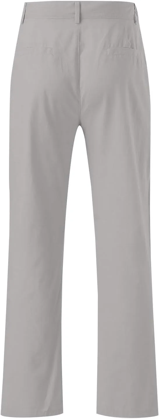 Mens Linen Pants Big and Tall Casual Elastic Waist Summer Beach Pants Lightweight Breathable Yoga Vacation Trousers