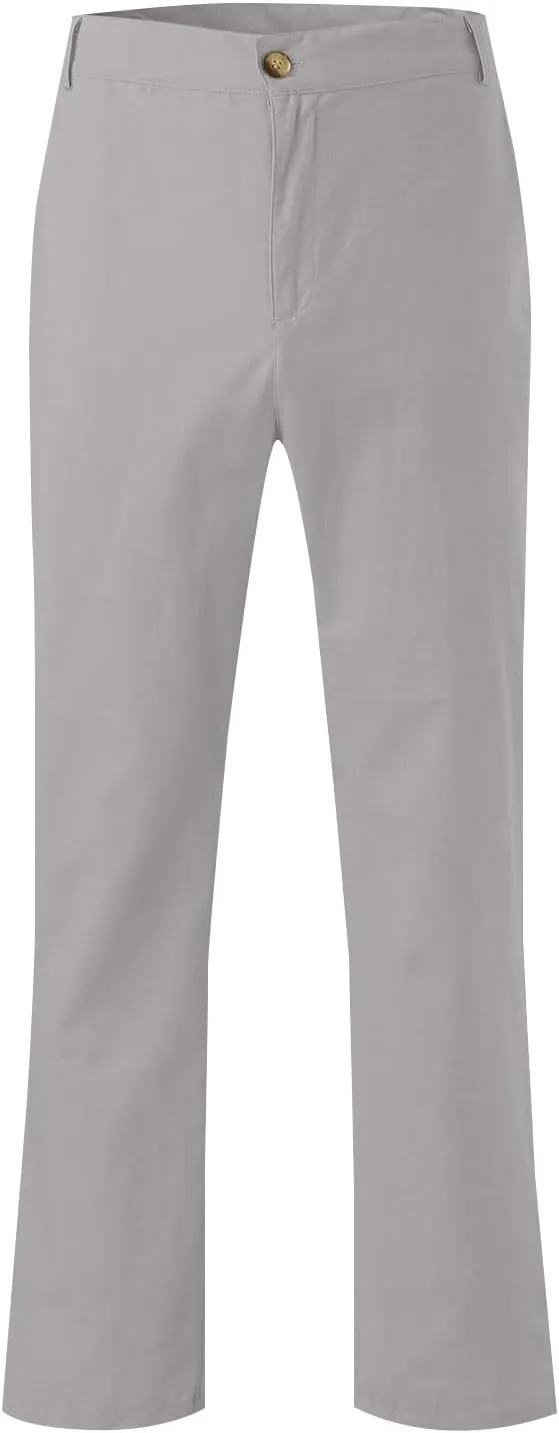 Mens Linen Pants Big and Tall Casual Elastic Waist Summer Beach Pants Lightweight Breathable Yoga Vacation Trousers