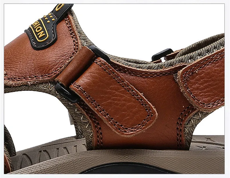 Men's Summer Genuine Leather Cowhide Non-Slip Casual Sandals