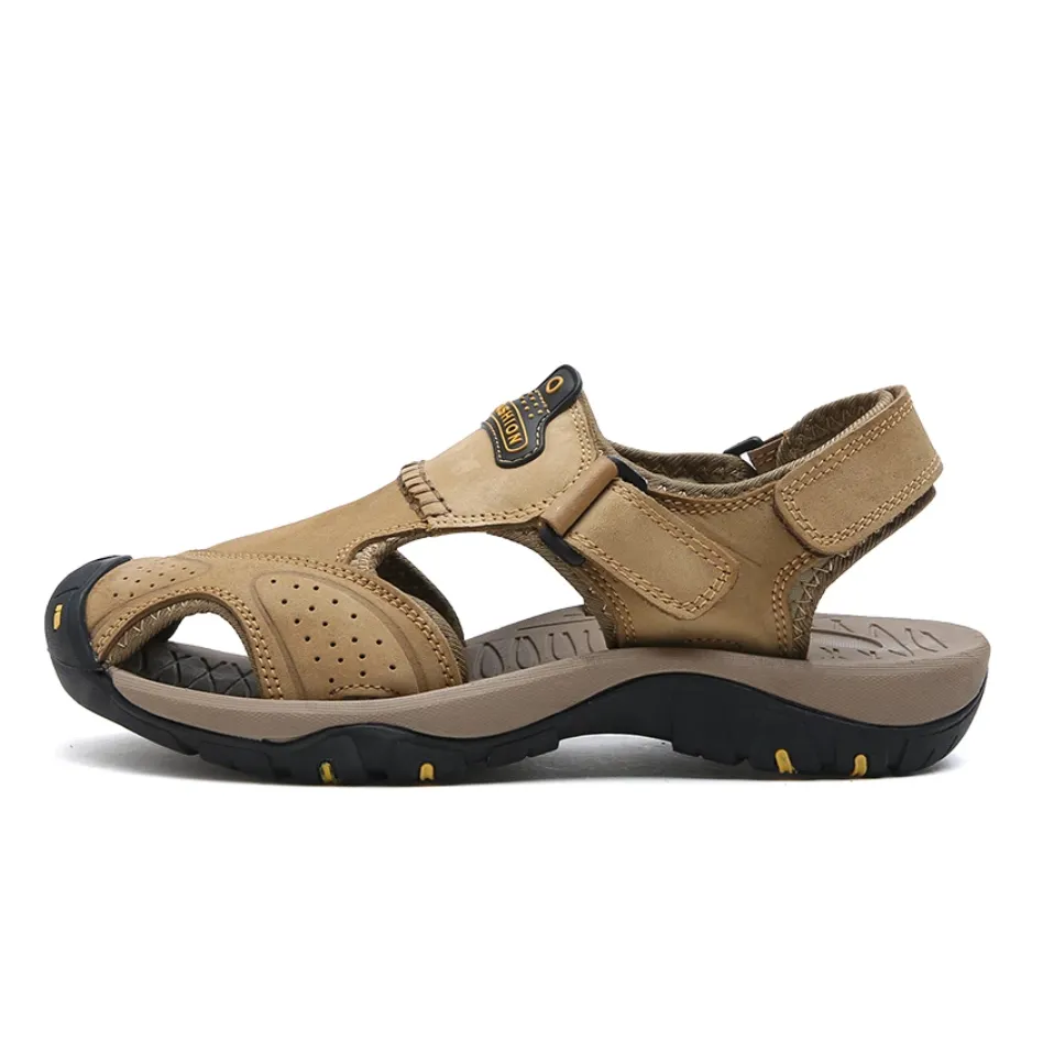 Men's Summer Genuine Leather Cowhide Non-Slip Casual Sandals