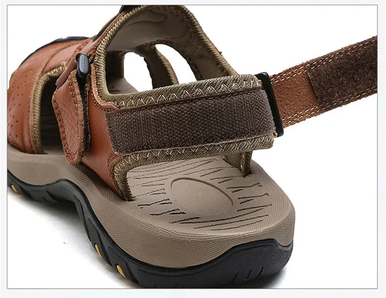 Men's Summer Genuine Leather Cowhide Non-Slip Casual Sandals