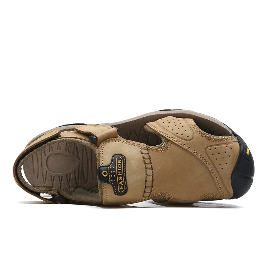 Men's Summer Genuine Leather Cowhide Non-Slip Casual Sandals