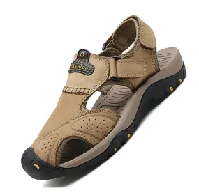 Men's Summer Genuine Leather Cowhide Non-Slip Casual Sandals