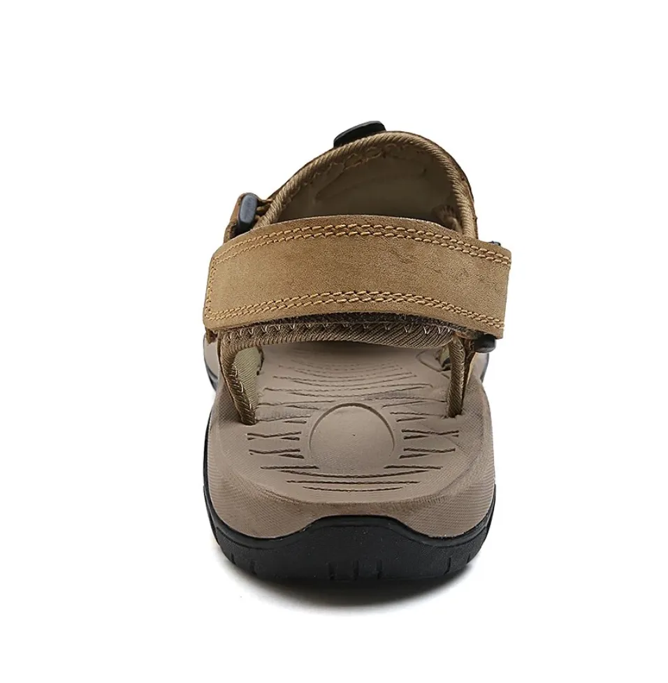 Men's Summer Genuine Leather Cowhide Non-Slip Casual Sandals