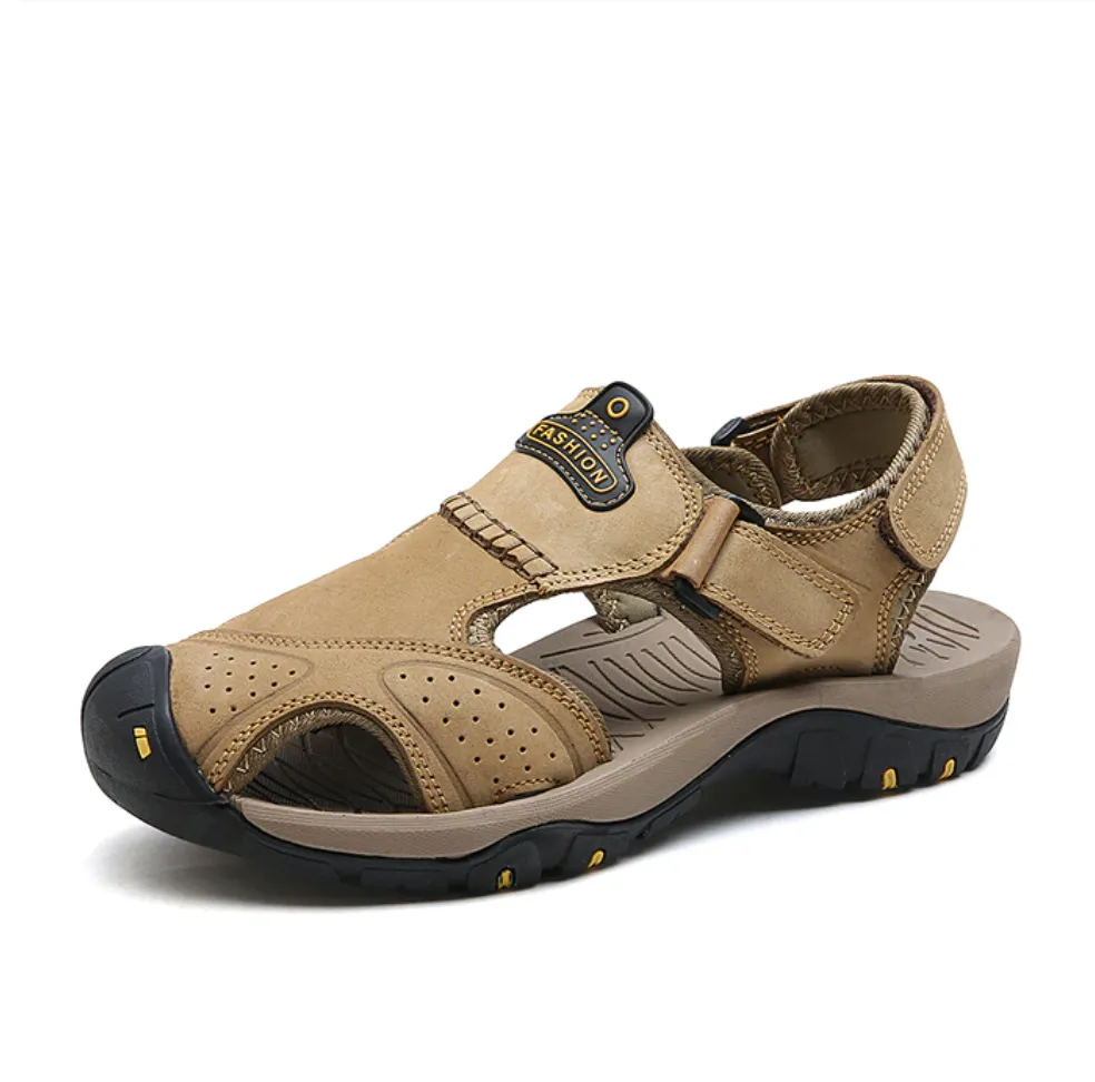 Men's Summer Genuine Leather Cowhide Non-Slip Casual Sandals