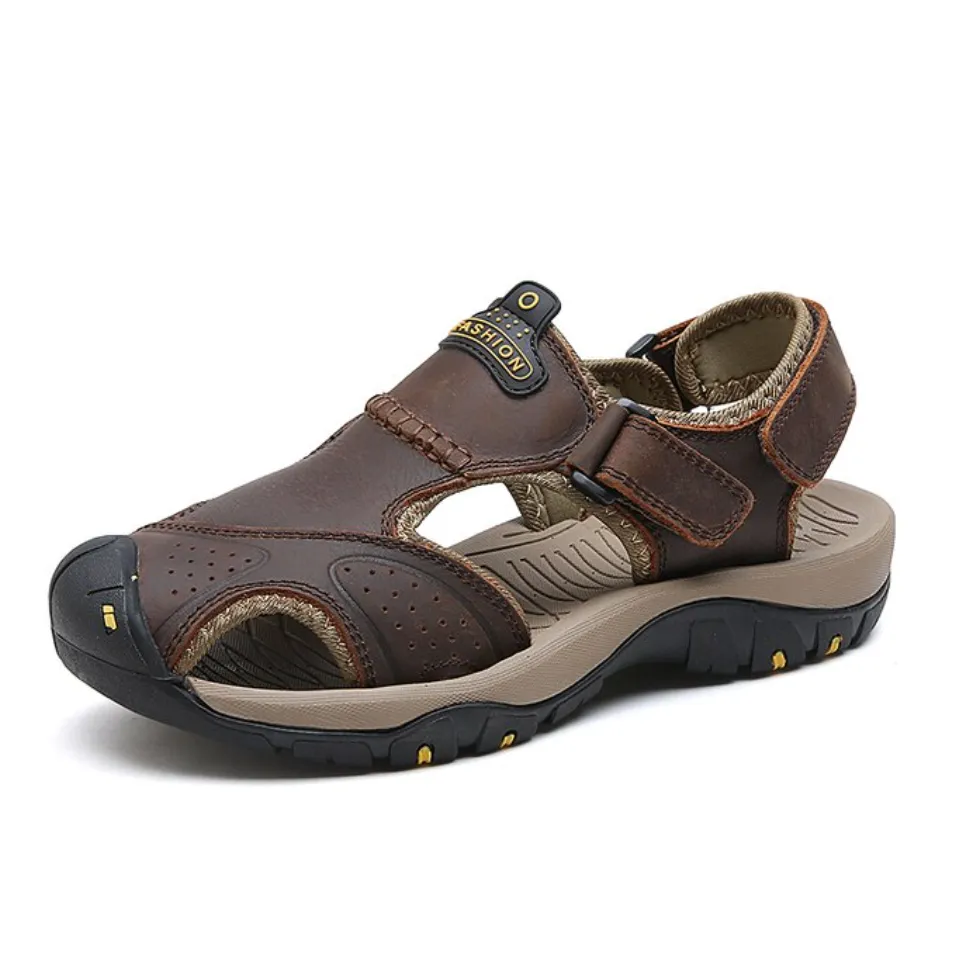 Men's Summer Genuine Leather Cowhide Non-Slip Casual Sandals