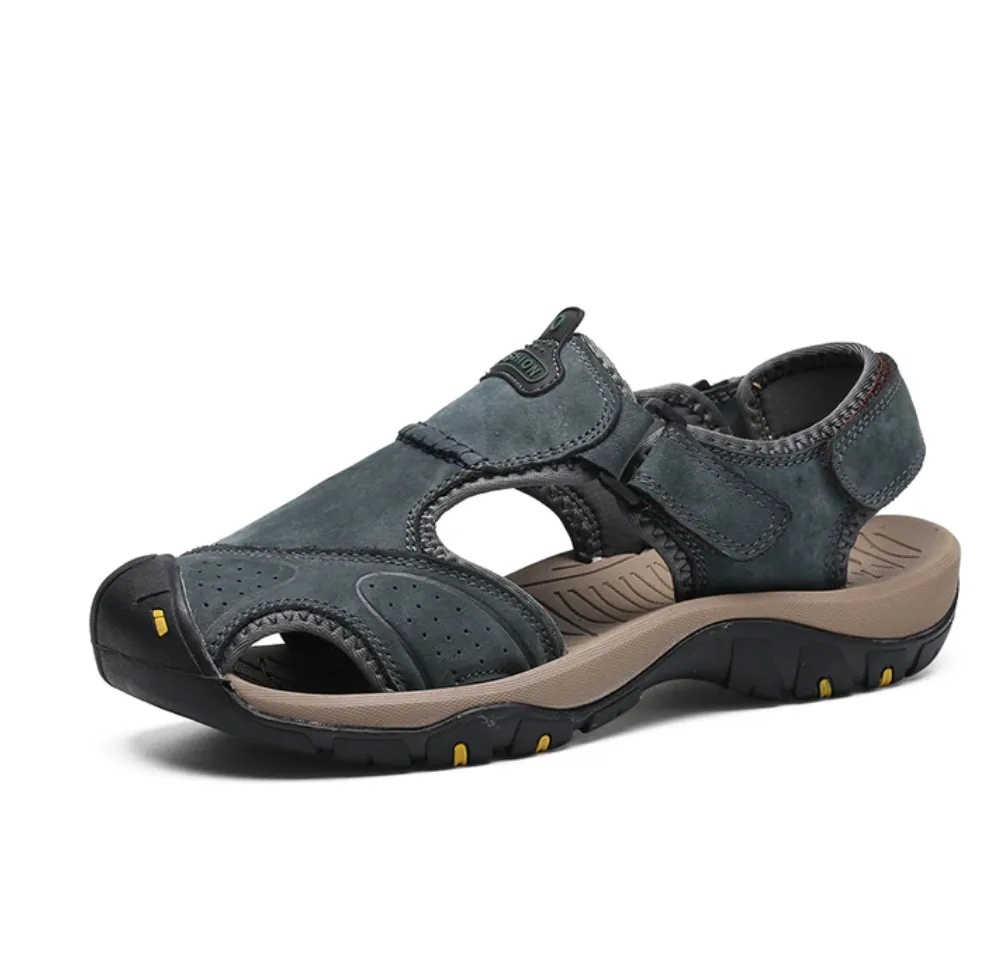 Men's Summer Genuine Leather Cowhide Non-Slip Casual Sandals