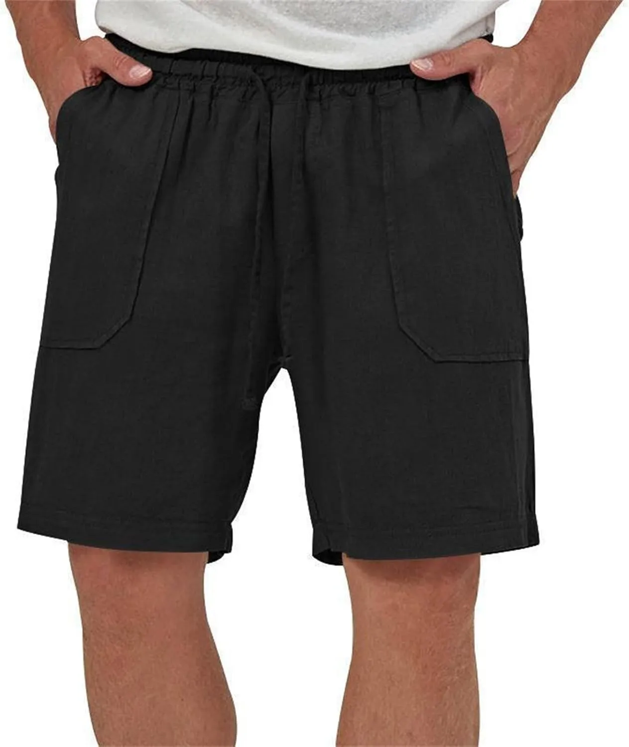 Muscularfit Cargo Shorts for Men Relaxed Fit Shorts with Pockets Summer Fashion Linen Cotton Shorts Stretch Athletic Shorts
