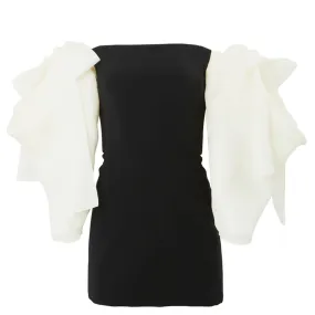 Off Shoulder Draped Sleeve Mini Dress