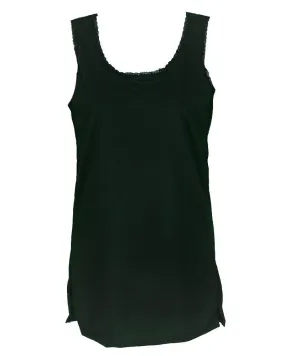 Plain Cotton Camisole With Lace For Women - Color Black - LA-1