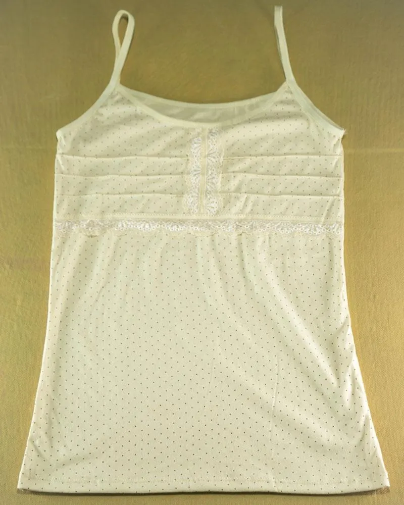 Polka Dotted Cotton Camisole For Women - Color Skin - MA-6