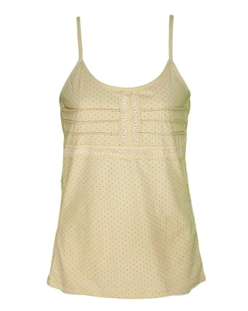 Polka Dotted Cotton Camisole For Women - Color Skin - MA-6