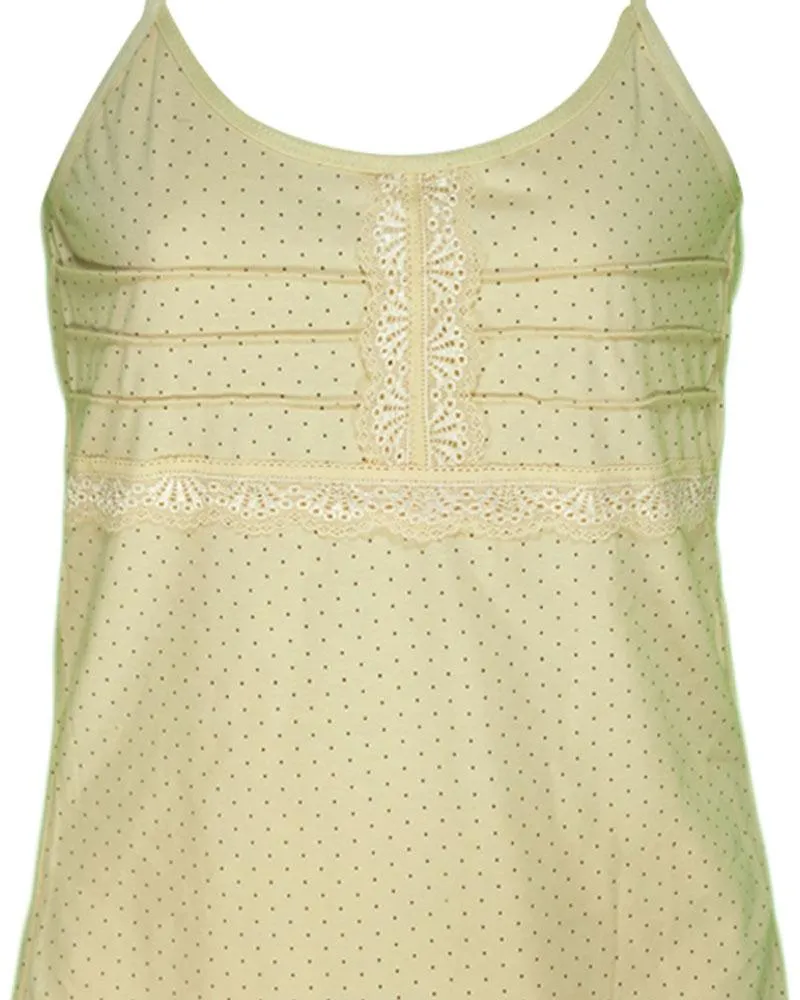 Polka Dotted Cotton Camisole For Women - Color Skin - MA-6
