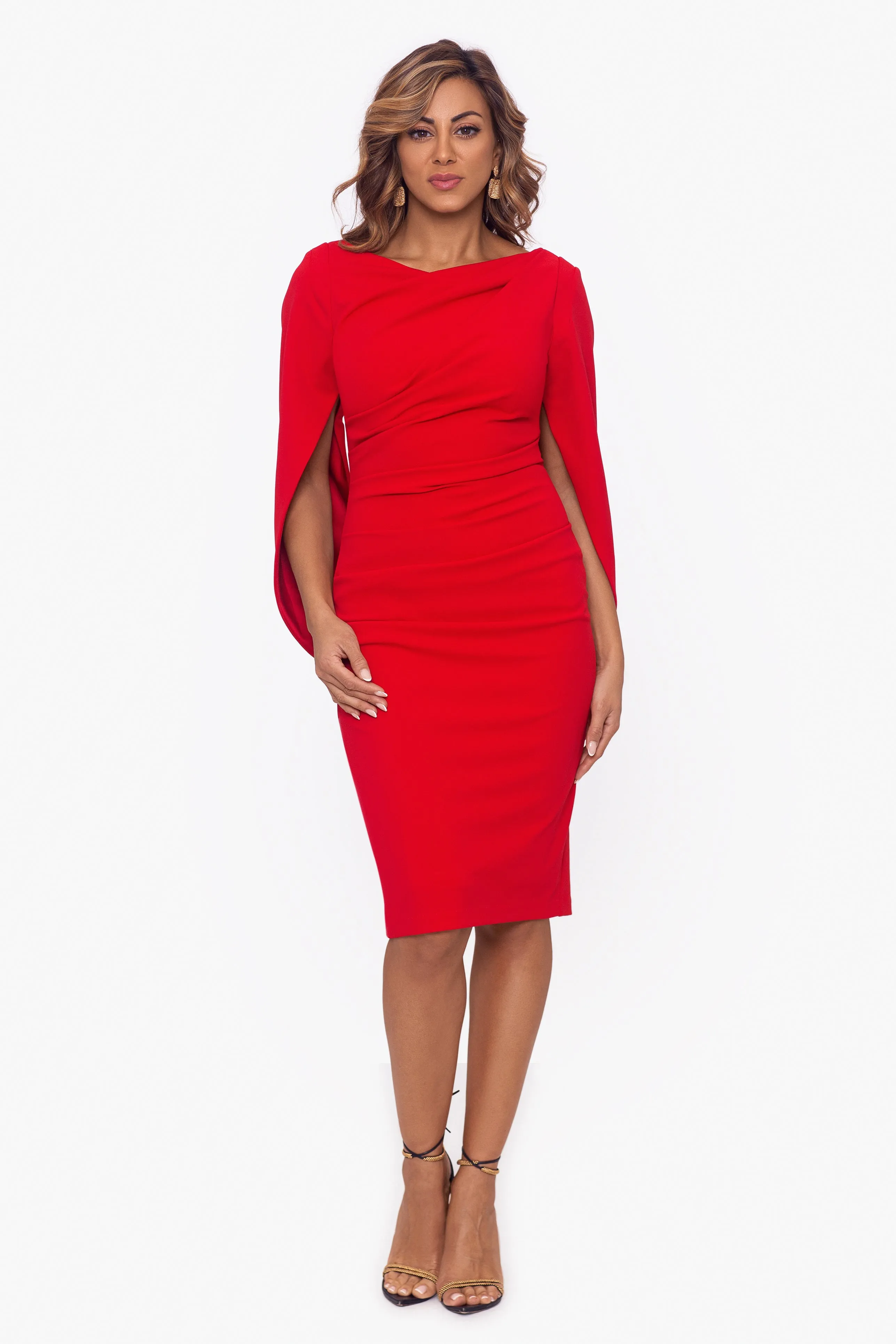 "Jordan" Short Scuba Crepe Draped Back Dress