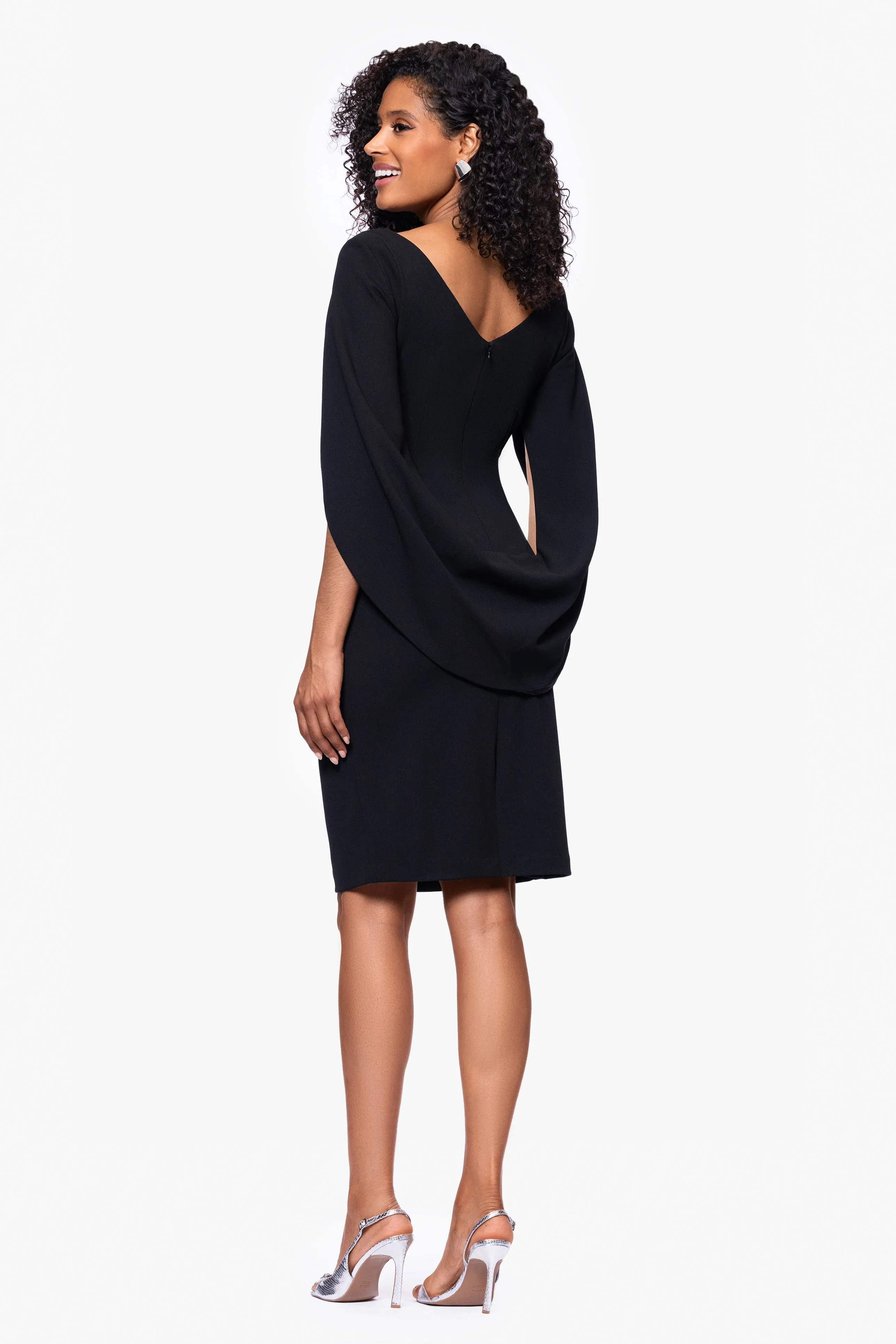 "Jordan" Short Scuba Crepe Draped Back Dress