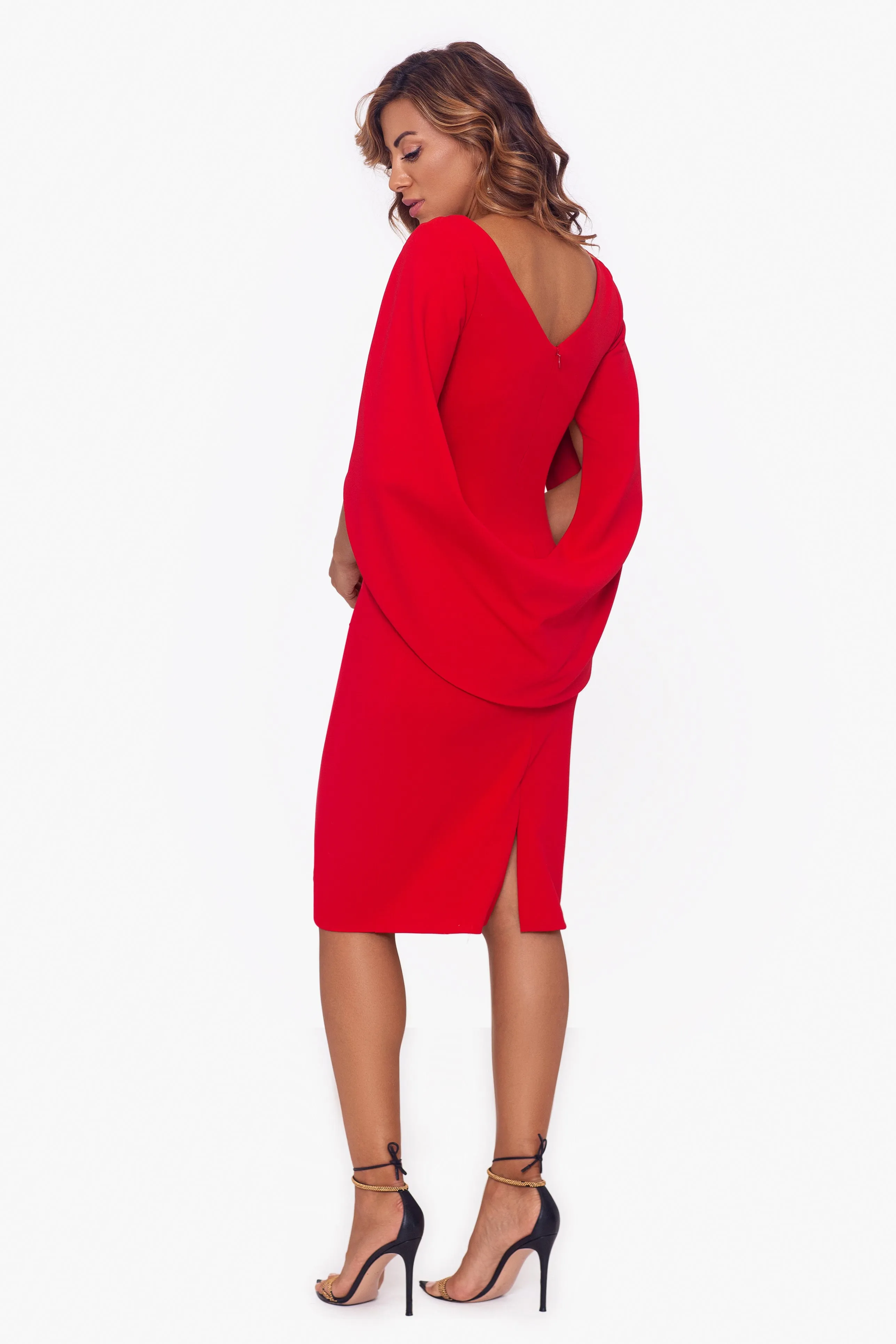 "Jordan" Short Scuba Crepe Draped Back Dress