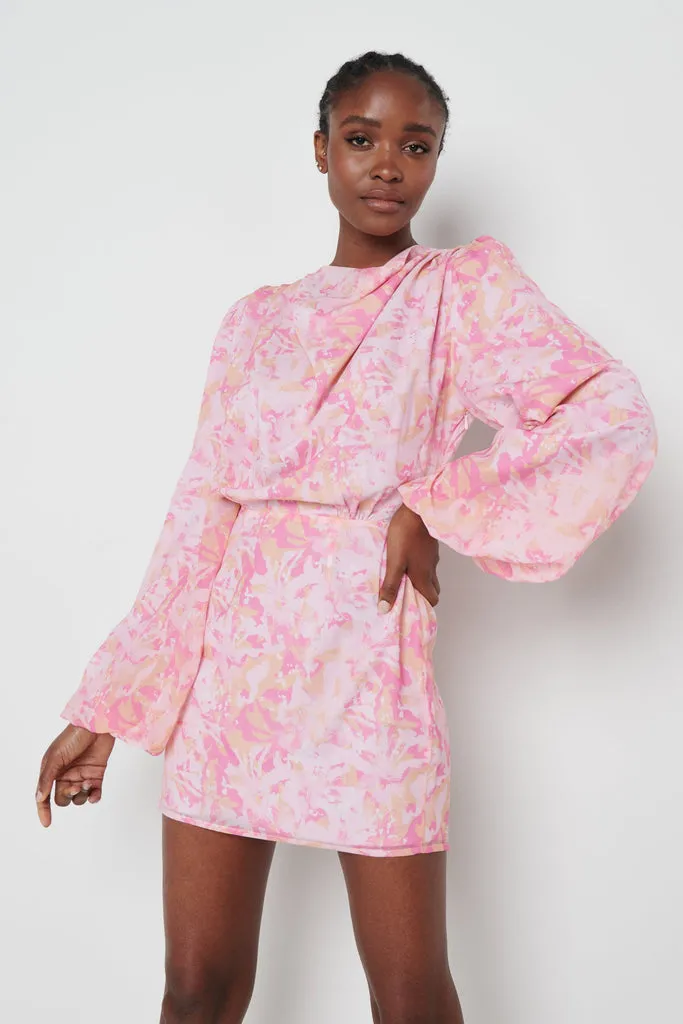 Rachel Pleated Mini Dress (Pink)