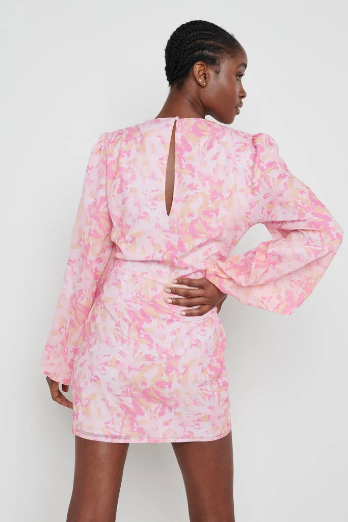Rachel Pleated Mini Dress (Pink)