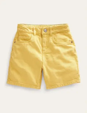 Relaxed Denim Shorts-Yellow