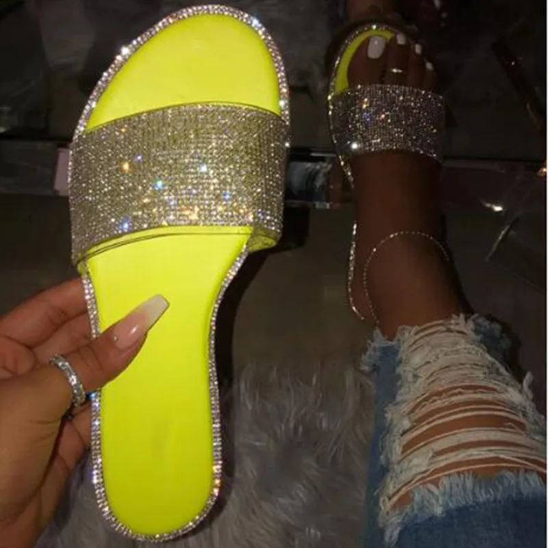 Rhinestone Embellished Slipper Slides for Women