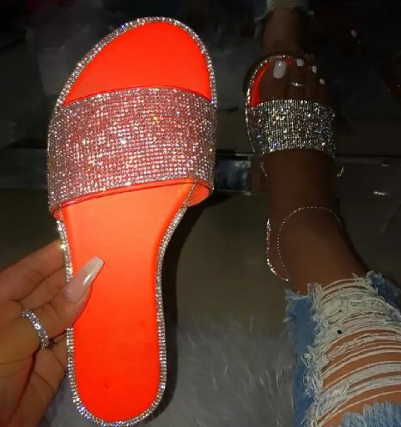 Rhinestone Embellished Slipper Slides for Women