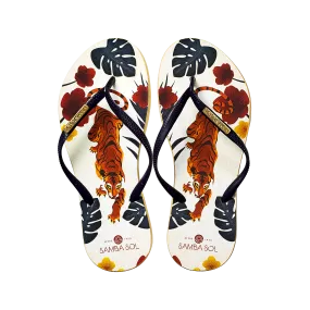 Samba Sol Women’s Fashion Collection Flip Flops - Tiger
