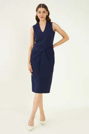 Sleeveless Blue Draped Dress
