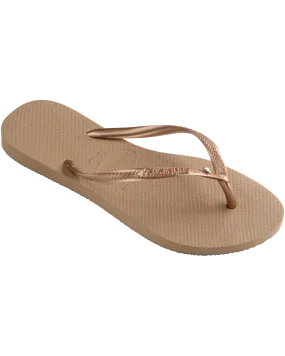 Slim Crystal SW II Flip Flops in Rose Gold