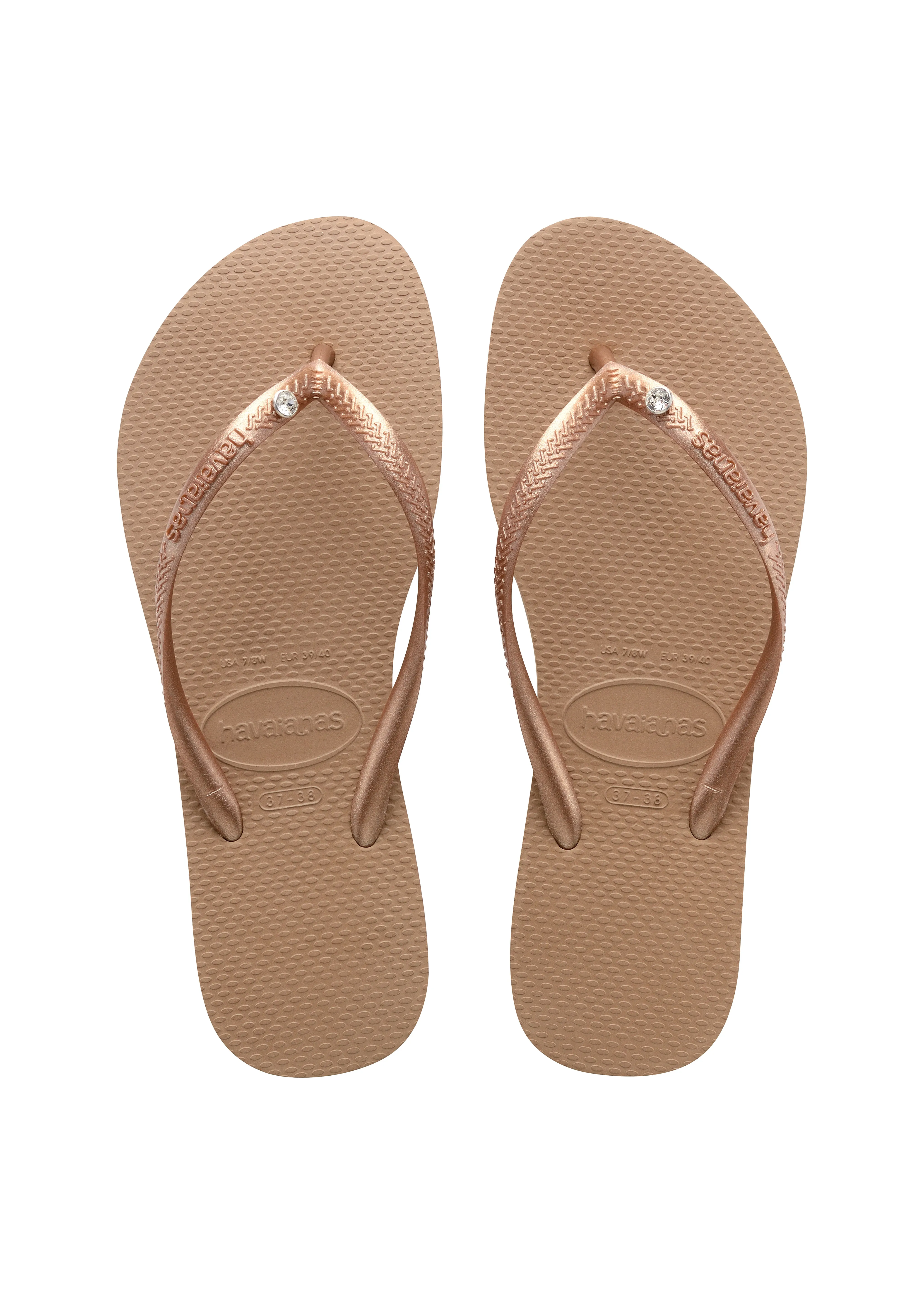 Slim Crystal SW II Flip Flops in Rose Gold