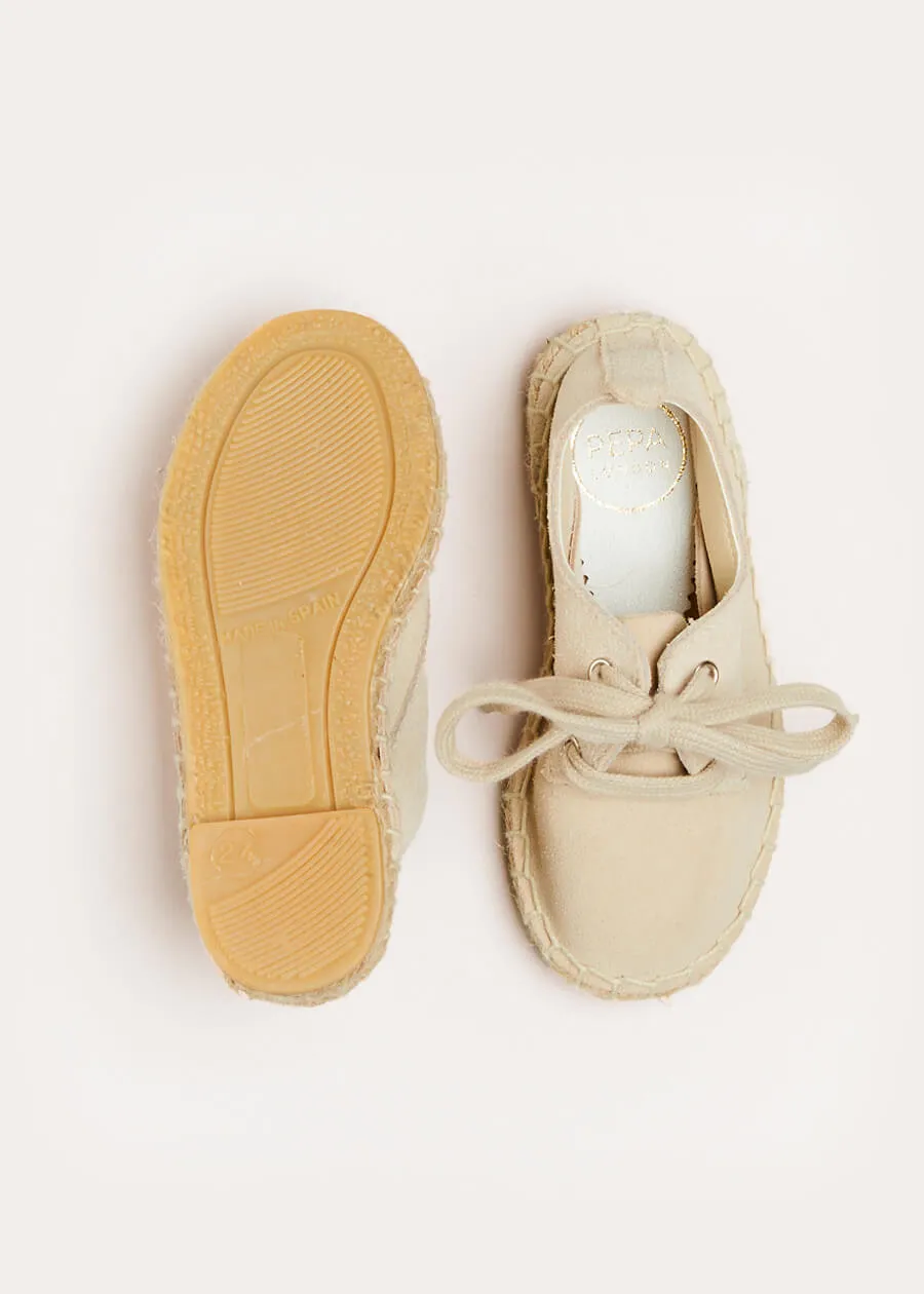Suede Lace-up Espadrilles in Beige (24-35EU)