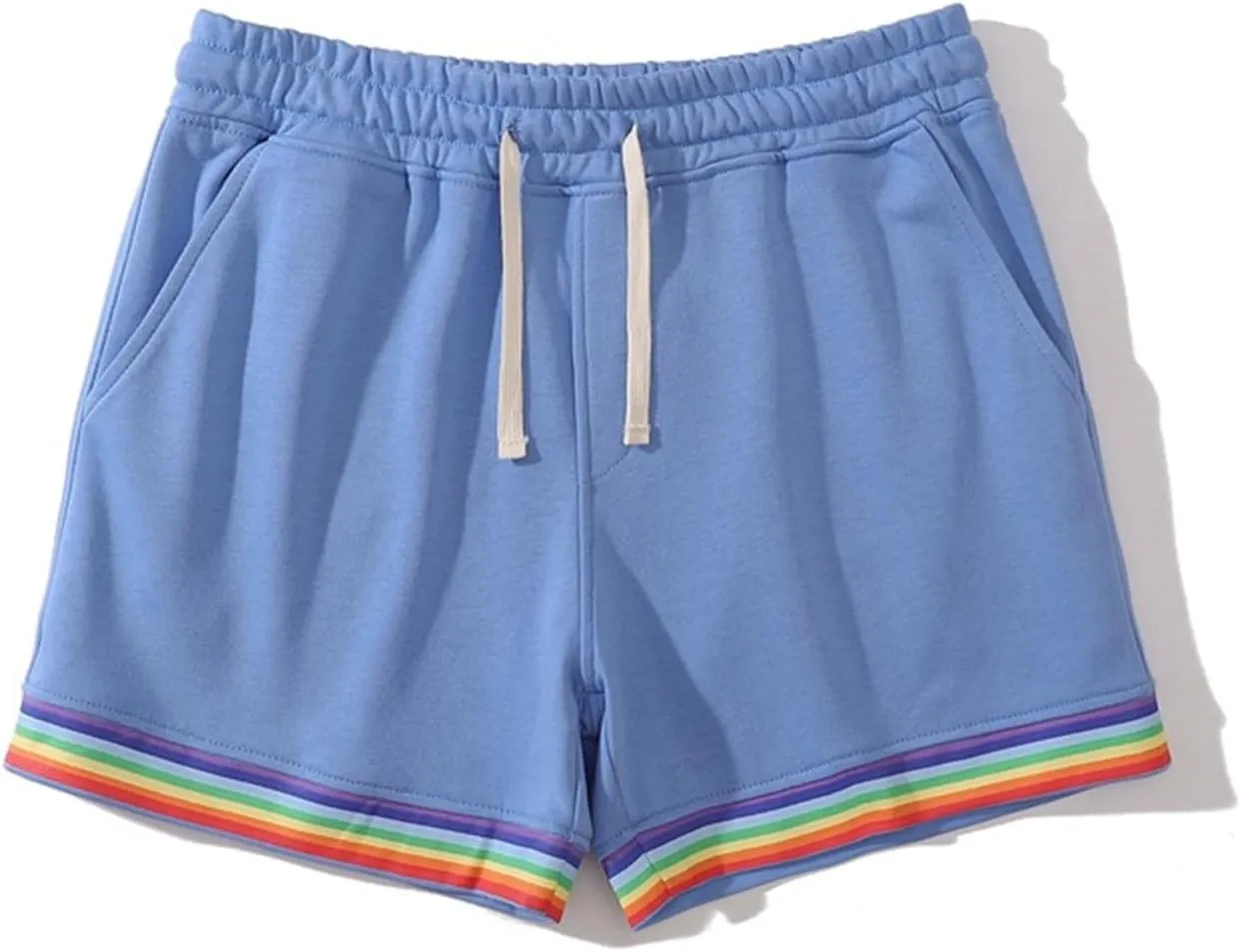 Sweat Shorts Men Classic Drawstring Rainbow Shorts Elastic Waist Gym Athletic Shorts Relaxed Fit Workout Running Jogger